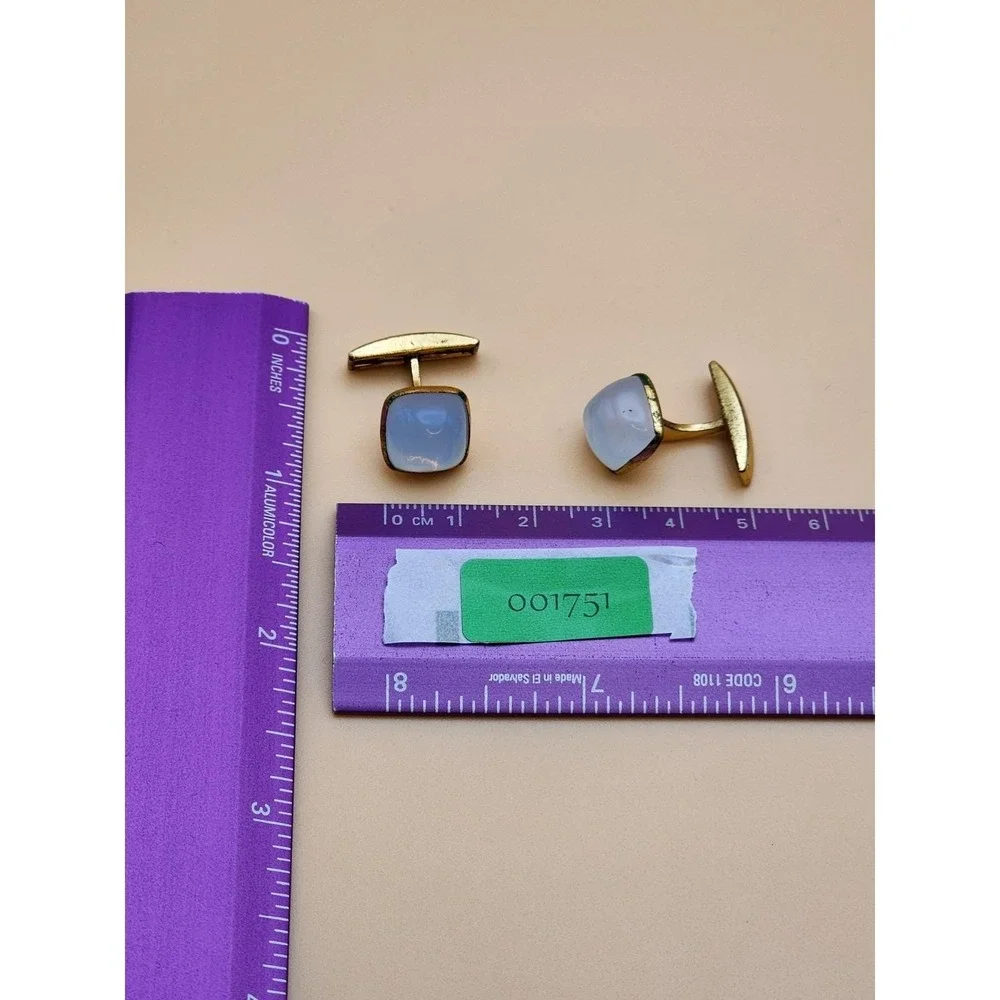 75 Yr Old Vtg Translucent Bakelite Gold Tone Men's Angled Cufflinks FREE $HIP!!
